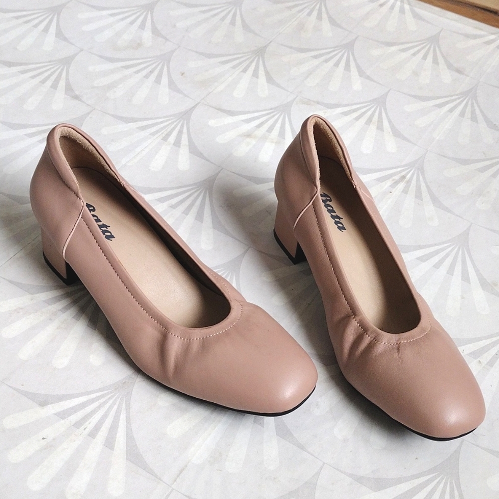 Bata nude block heel